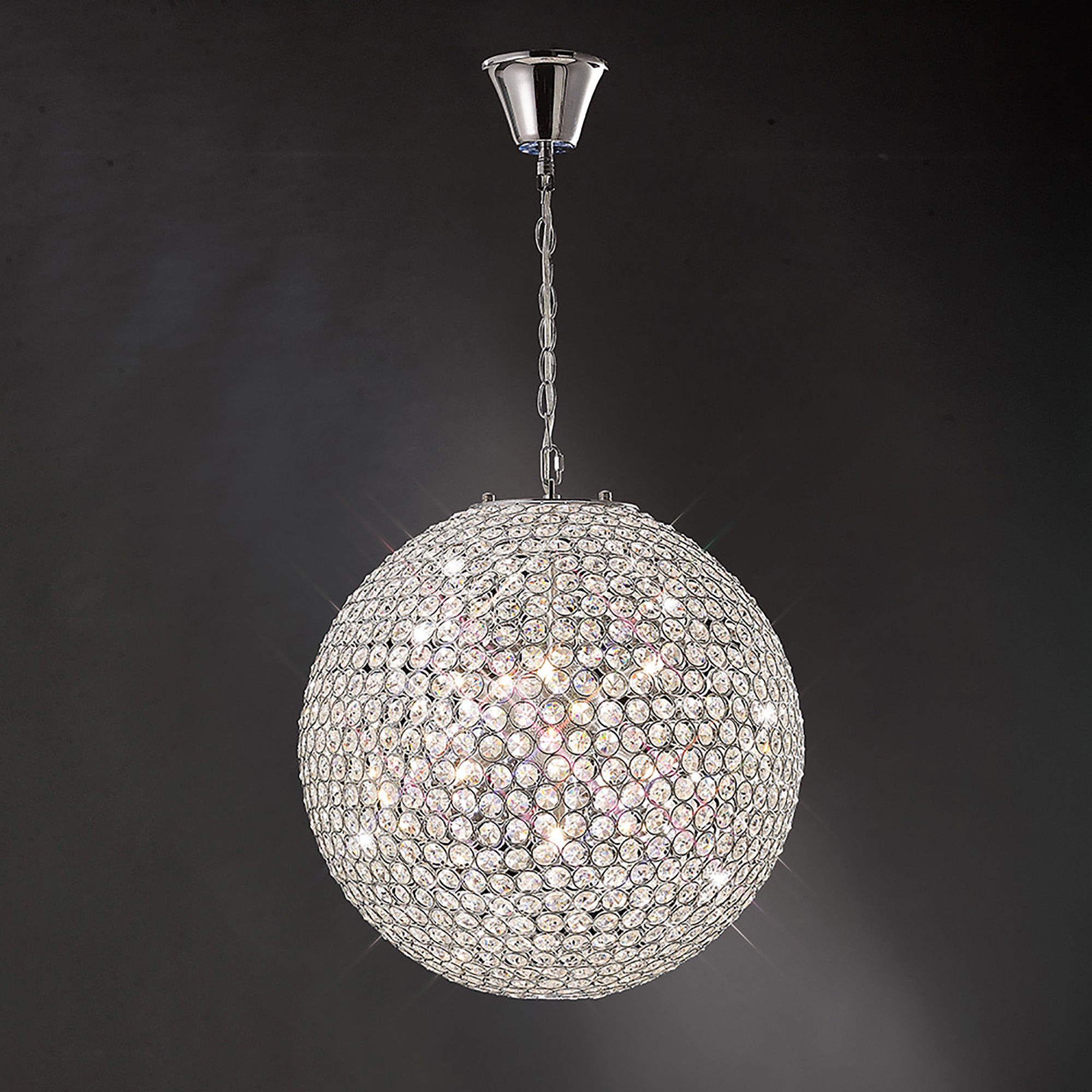 IL30201  Ava Crystal Pendant 7 Light Polished Chrome